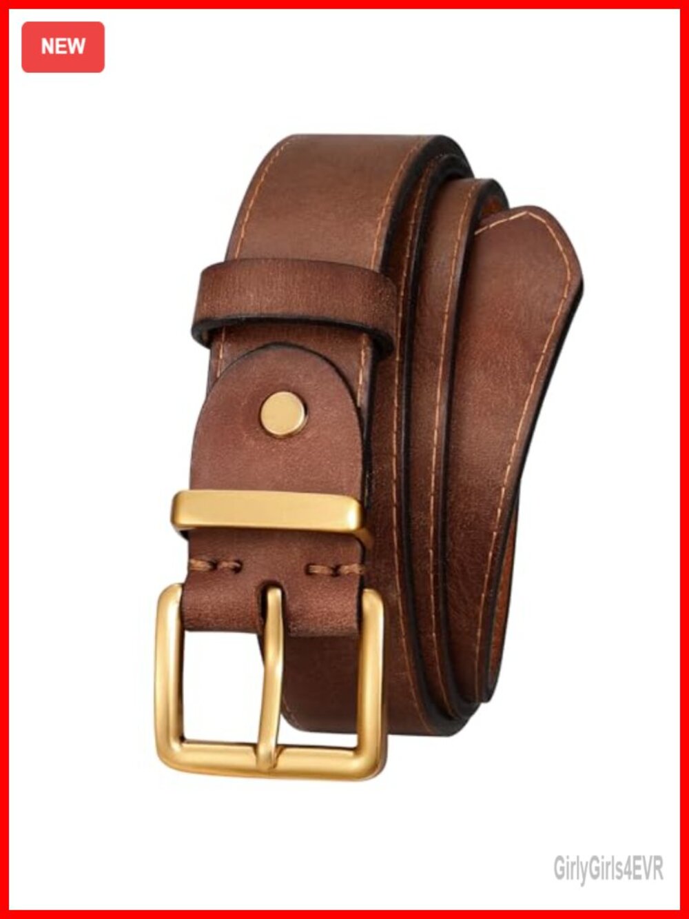 Full Grain Leather Belt Women Classic Matte Gold Buckle